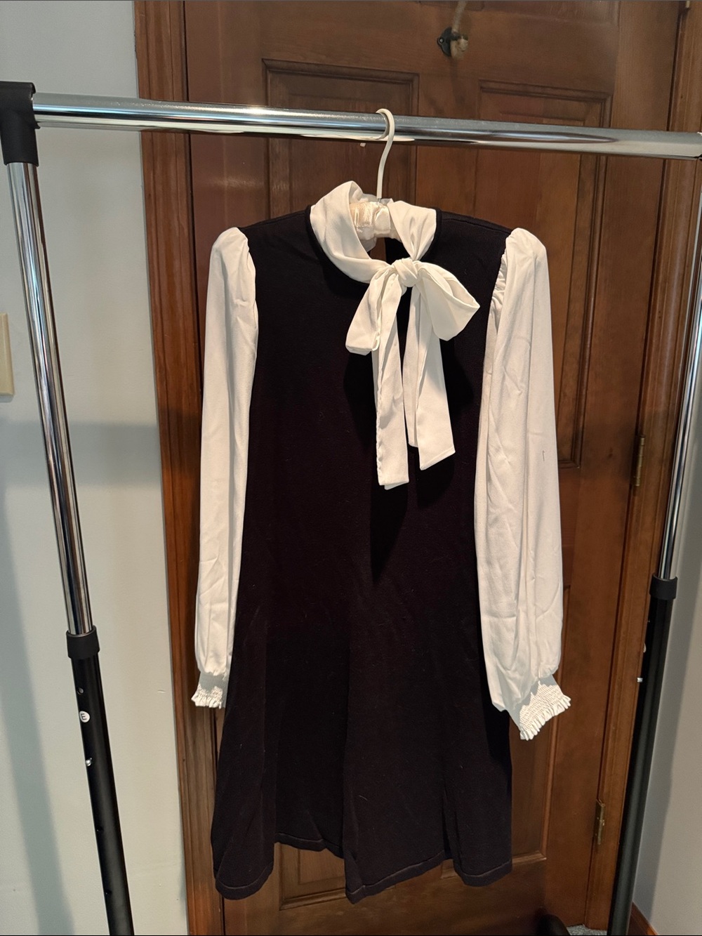 Black Dress with White Bow Collar